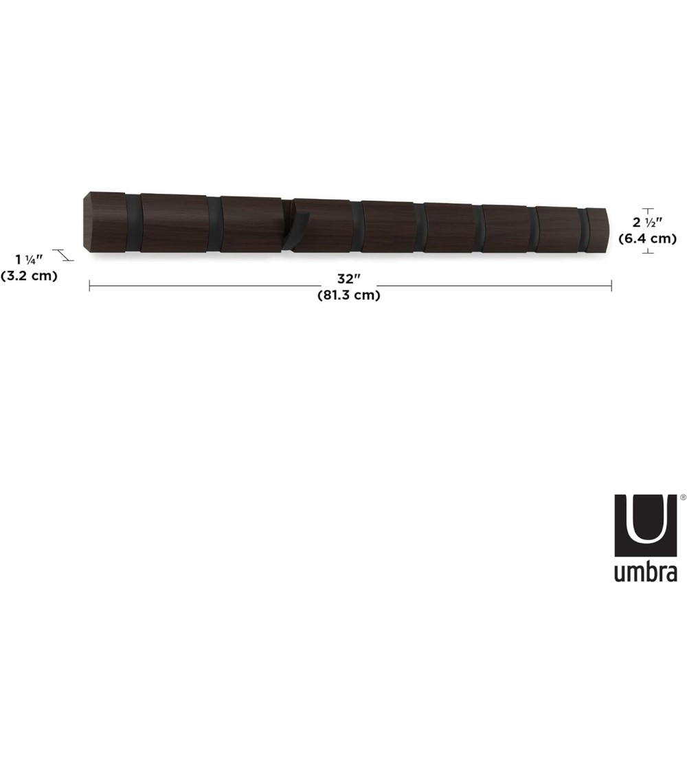 Dcasa Perchero De Pared Gancho 8 Ganchos Plegable Negro Y Nogal