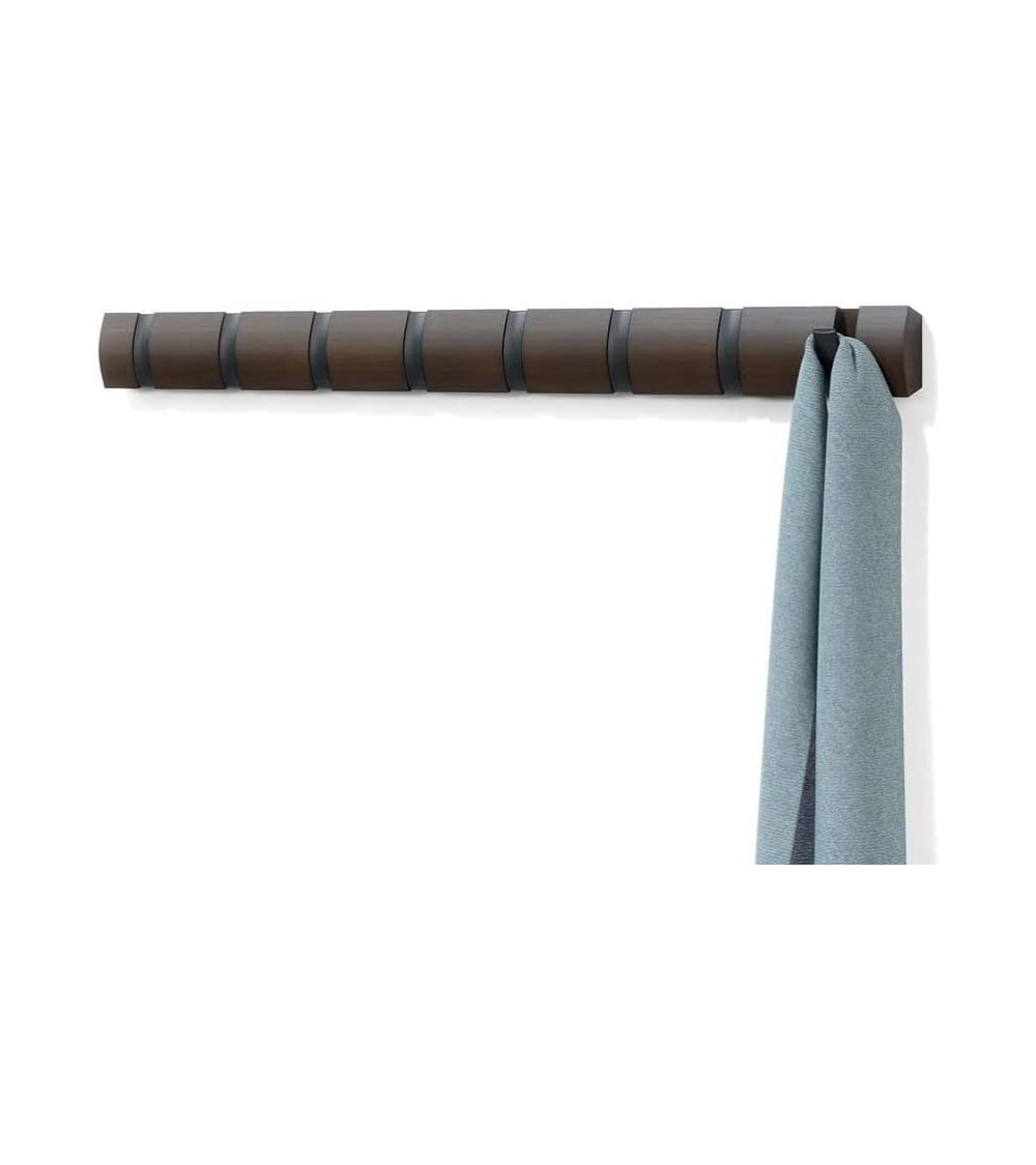 Dcasa Perchero de pared Gancho 8 Ganchos plegable negro y nogal