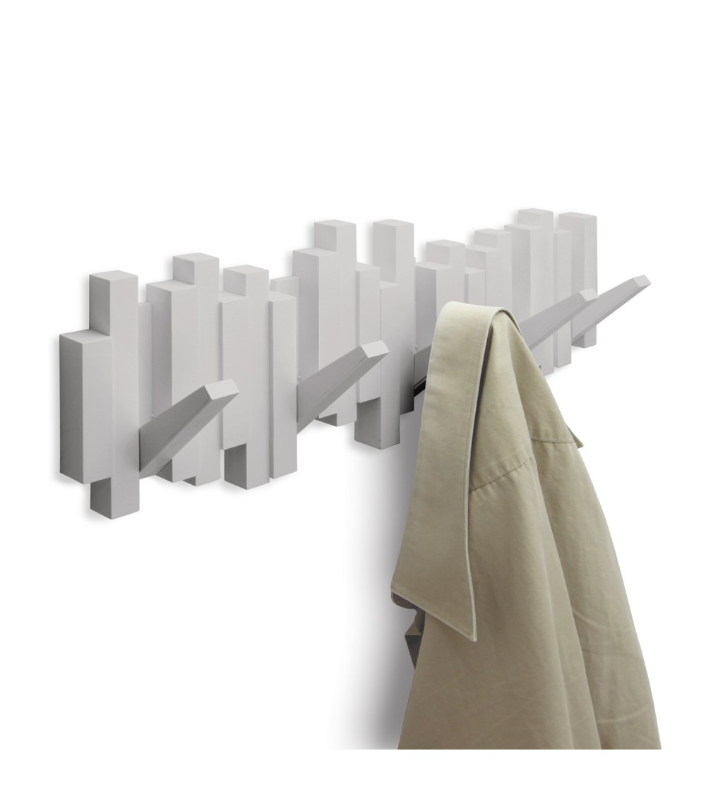 Dcasa Perchero Decorativo de Pared con 5 Ganchos Sticks Gris Ganchos Plegable