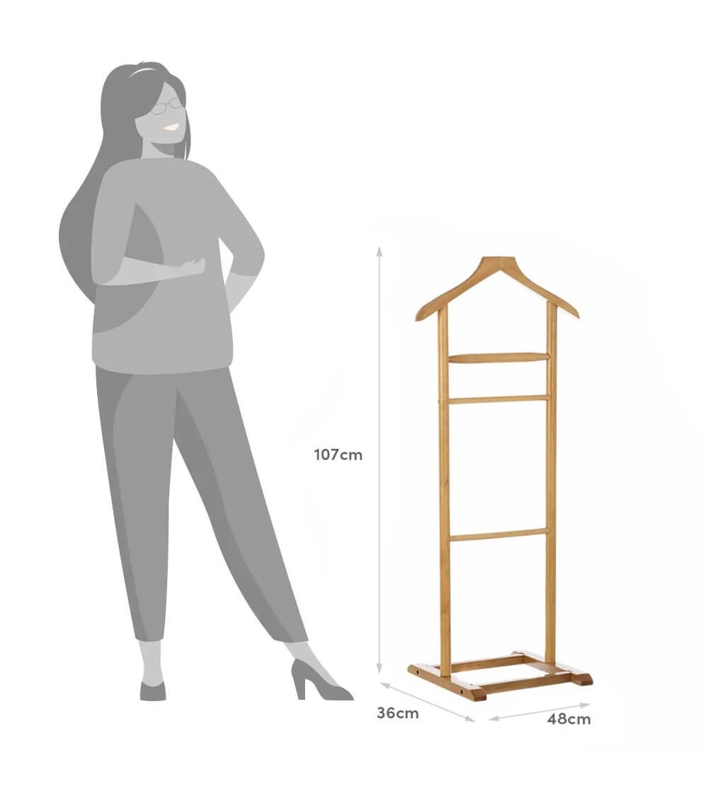 Dcasa Perchero Galán De Noche Beige De Madera De 48x36x107 Cm