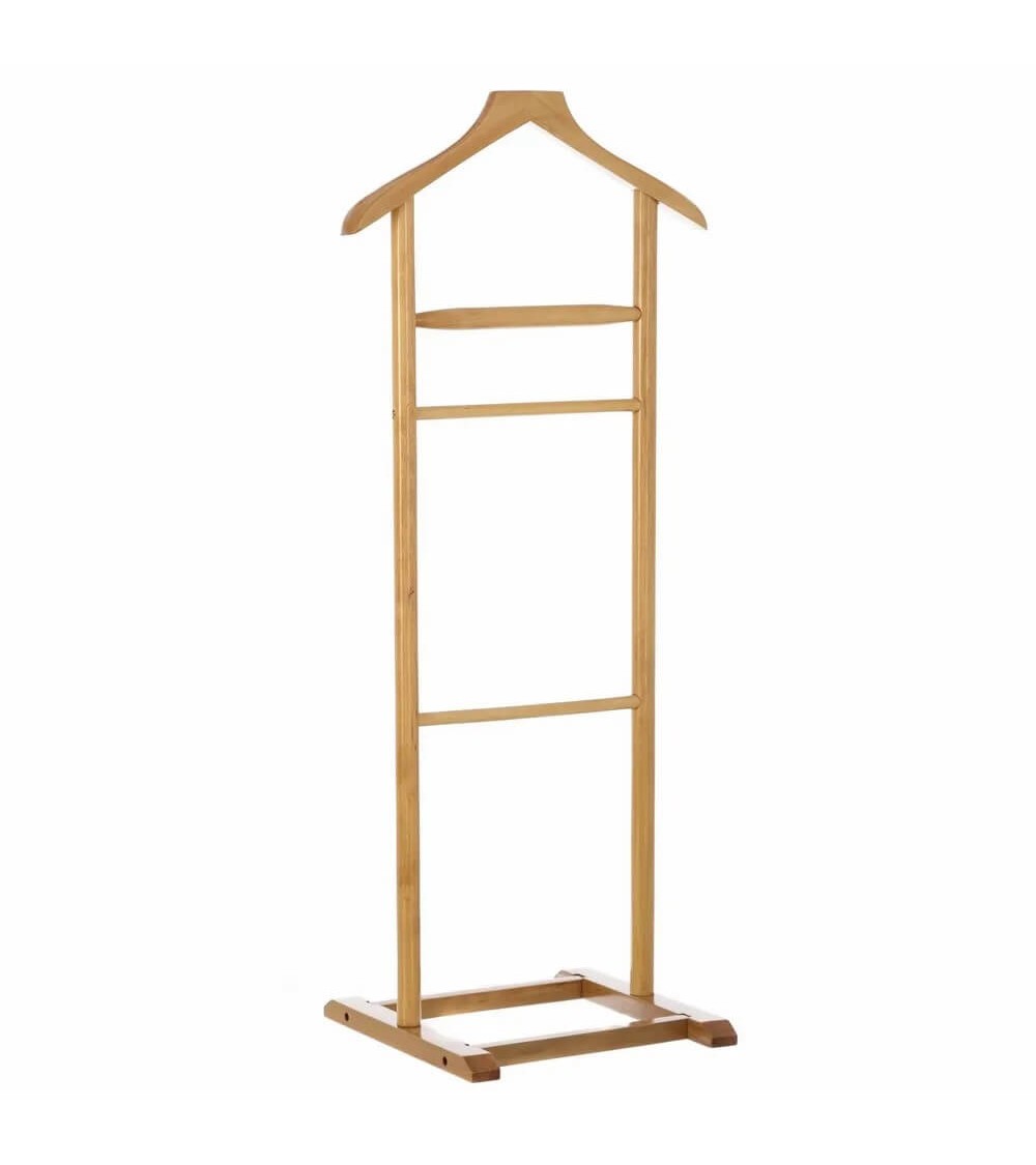 Dcasa Perchero galán de noche beige de madera de 48x36x107 cm