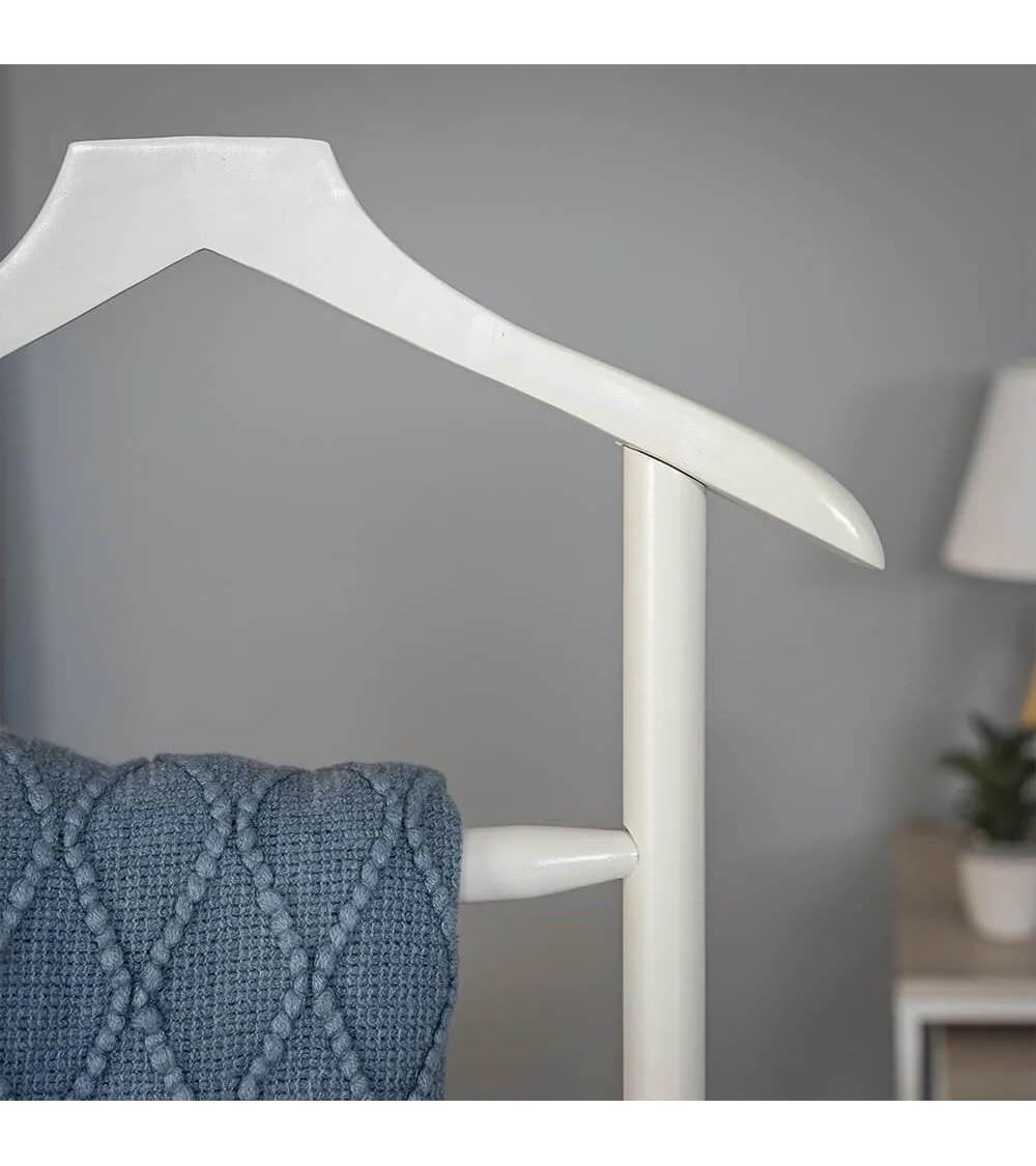 Dcasa Perchero Galán De Noche Blanco De Madera De álamo Y Abedul De 48x36x107 Cm