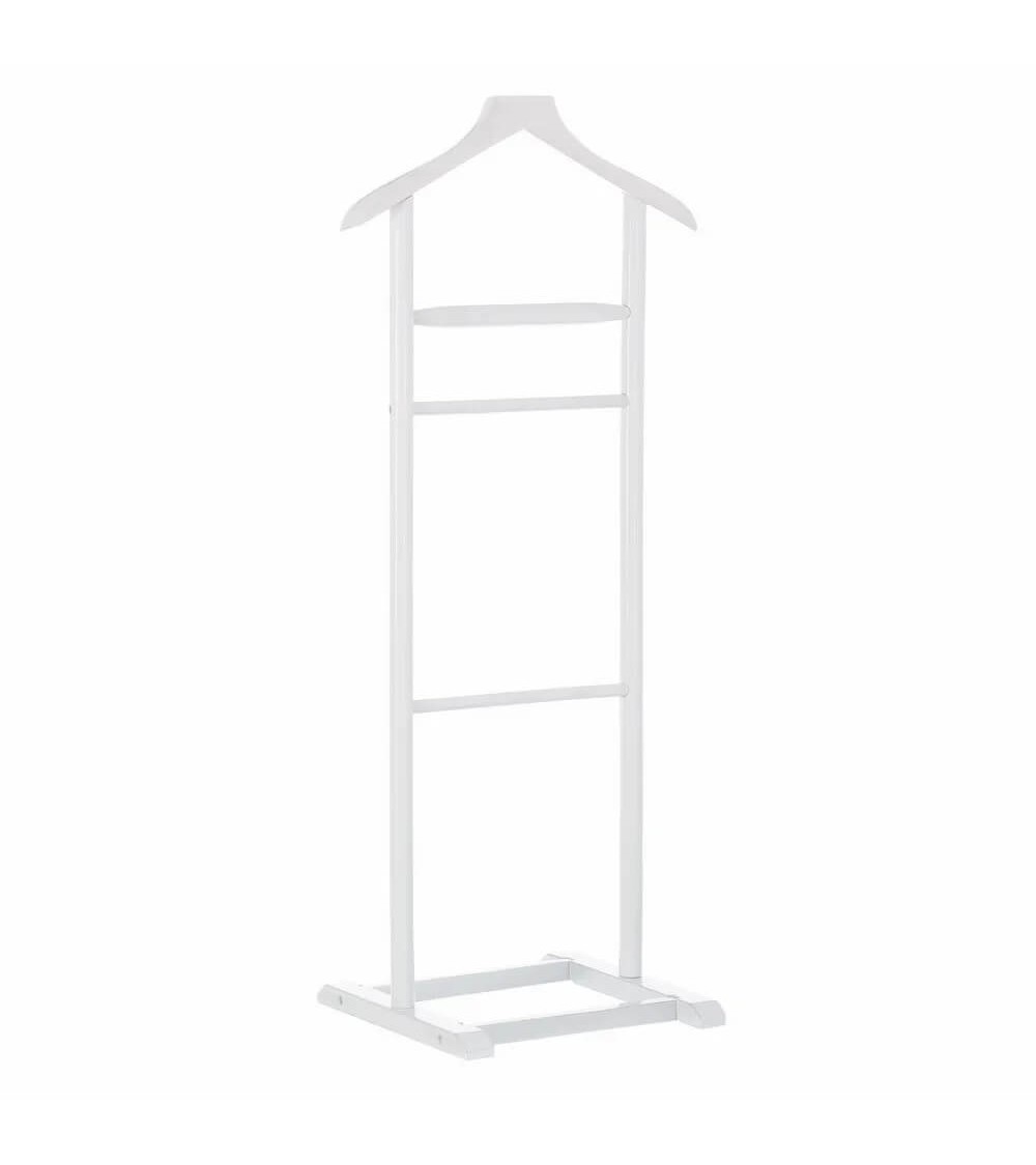 Dcasa Perchero galán de noche blanco de madera de álamo y abedul de 48x36x107 cm