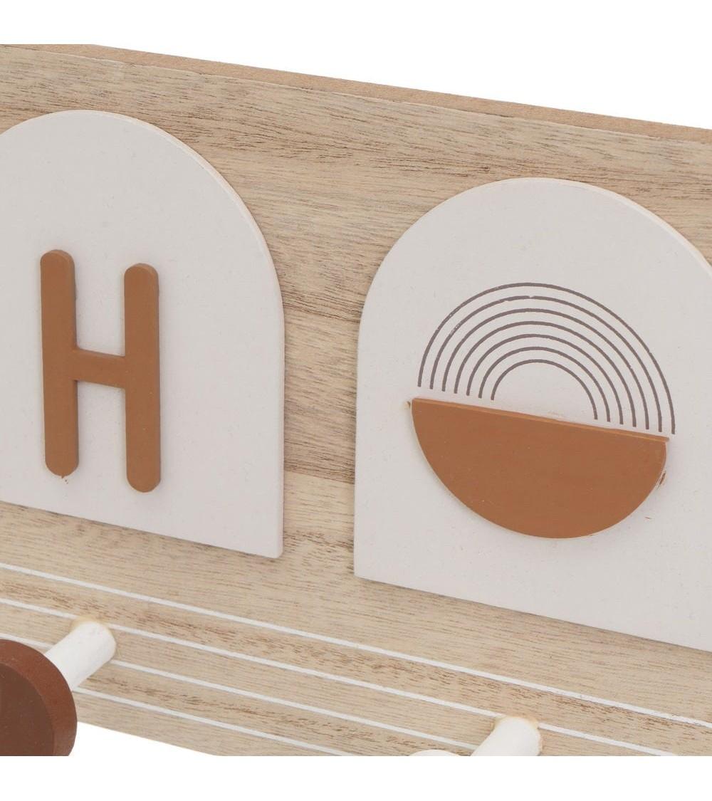 Dcasa Perchero Home Con 4 Colgadores Color Madera Natural De 40x6x15 Cm