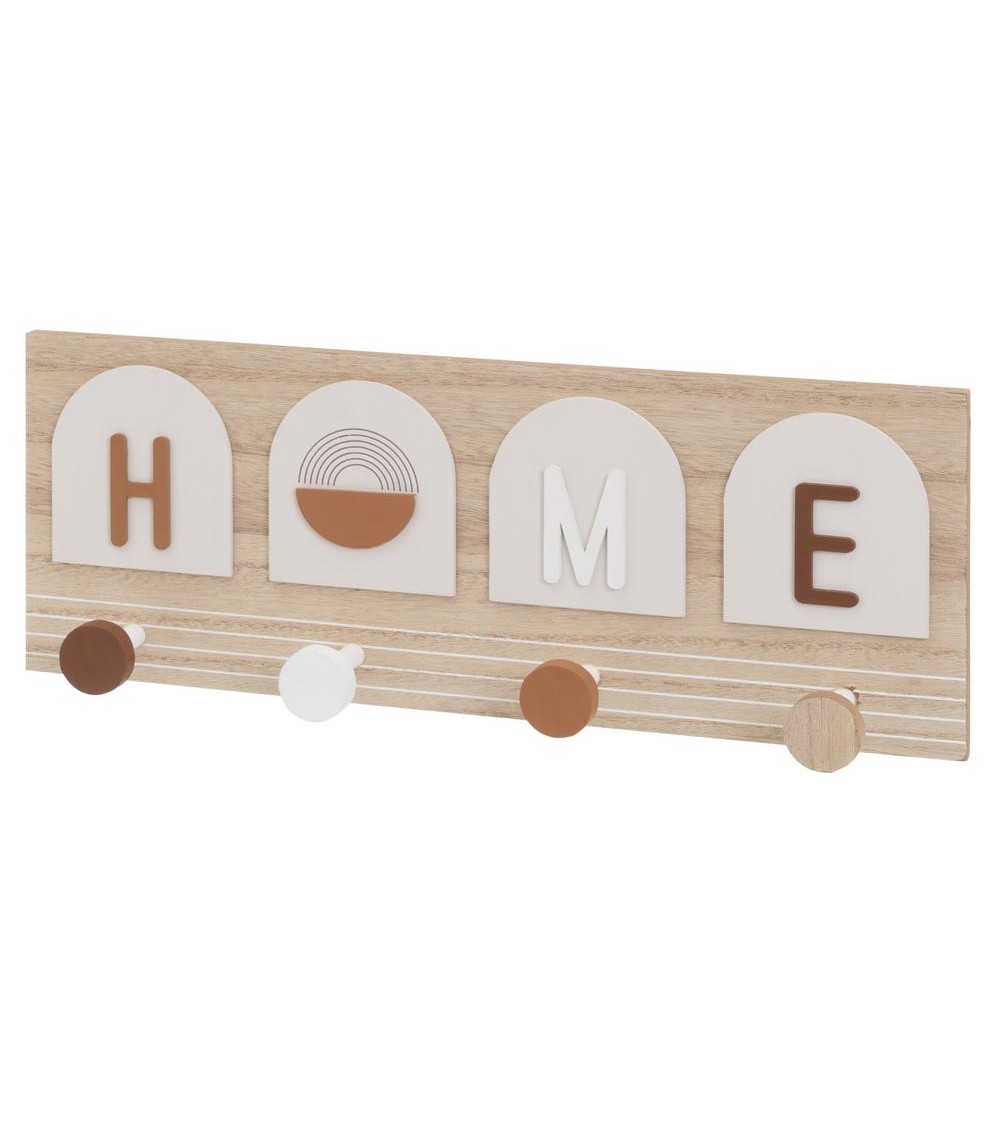 Dcasa Perchero home con 4 colgadores color madera natural de 40x6x15 cm
