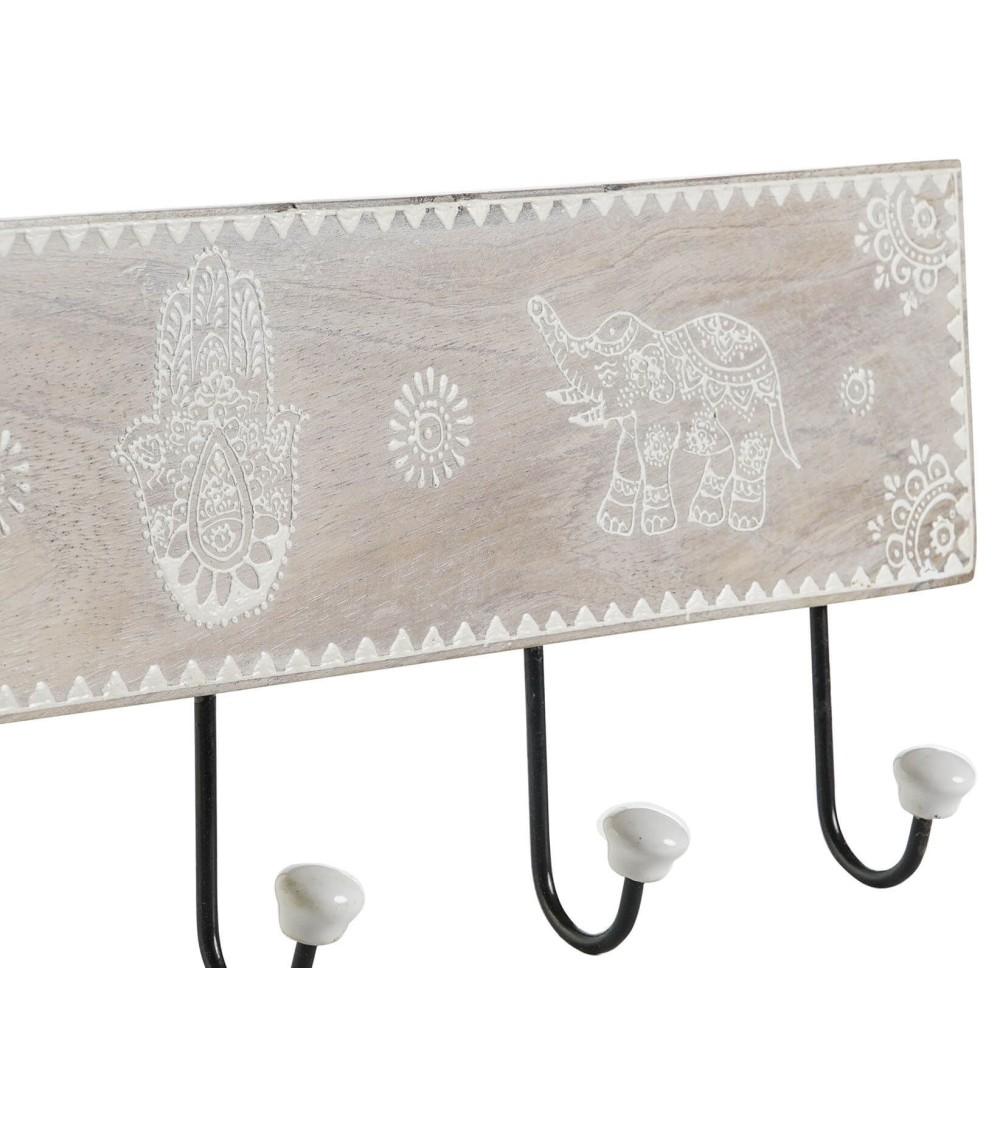 Dcasa Perchero Original De Madera Mango Elefantes Con Mano Fatima 5 Ganchos