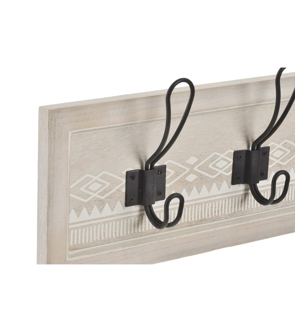 Dcasa Perchero Pared 3 Colgador Madera Cenefa Marron De 44x5x19 Cm