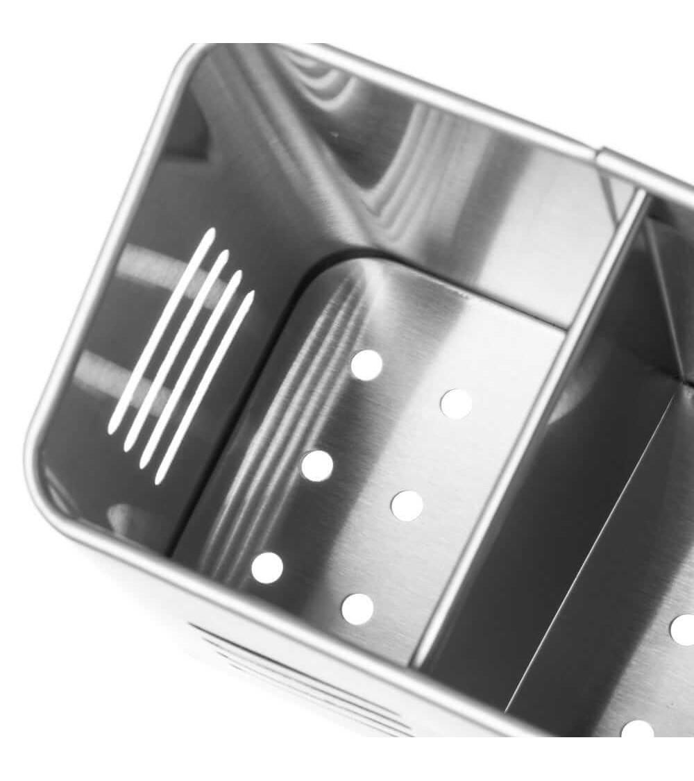 Dcasa Porta Utensilios Doble De Acero Inoxidable Plateado De 16x9x13 Cm