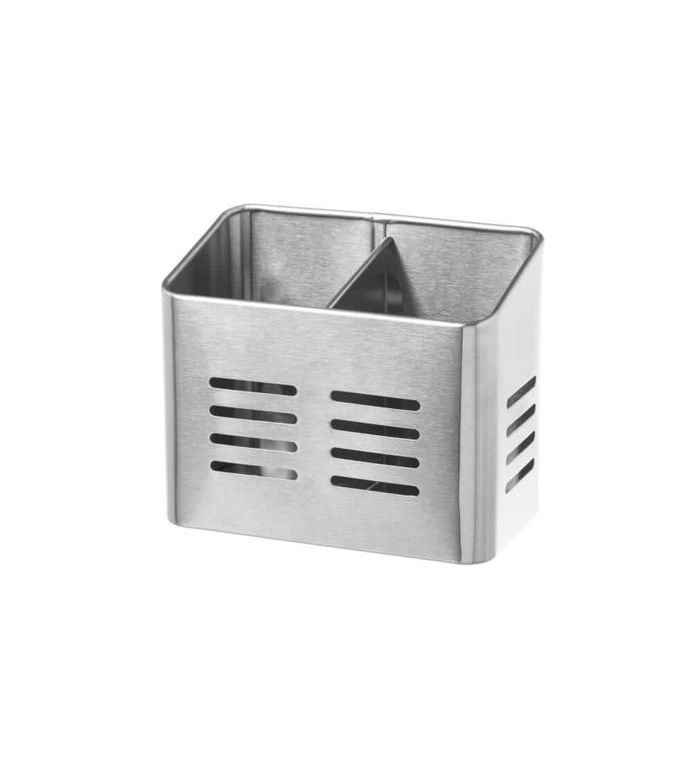 Dcasa Porta utensilios doble de acero inoxidable plateado de 16x9x13 cm