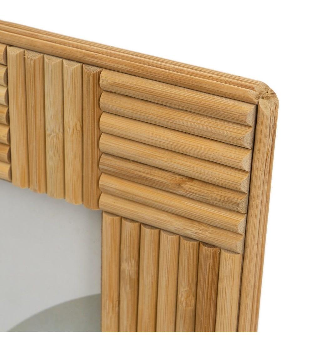 Dcasa Portafotos De 10x15 De Madera Bambú Natural Y Cristal 21x26 Cm