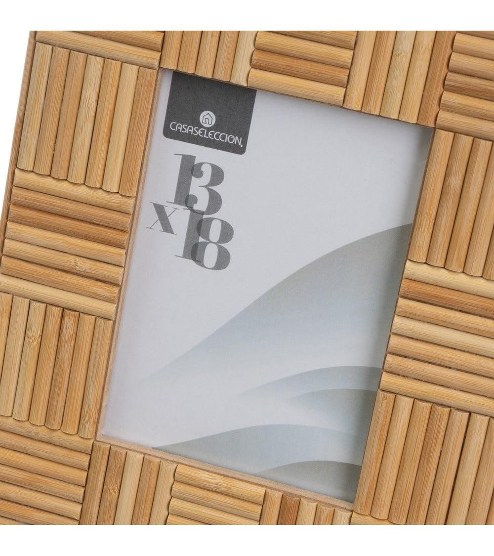 Dcasa Portafotos De 13x18 De Madera Bambú Natural Y Cristal 23x28 Cm