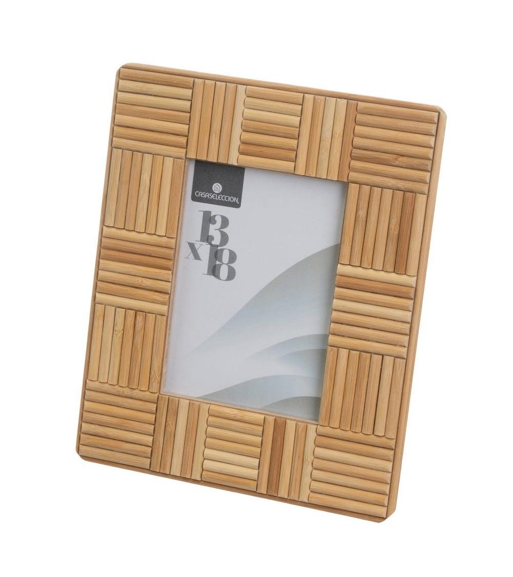Dcasa Portafotos de 13x18 de madera bambú natural y cristal 23x28 cm