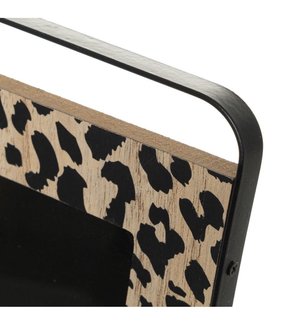 Dcasa Portafotos Leopardo Negro Y Dorado De Metal De Cristal Para Foto De 10x15 Cm