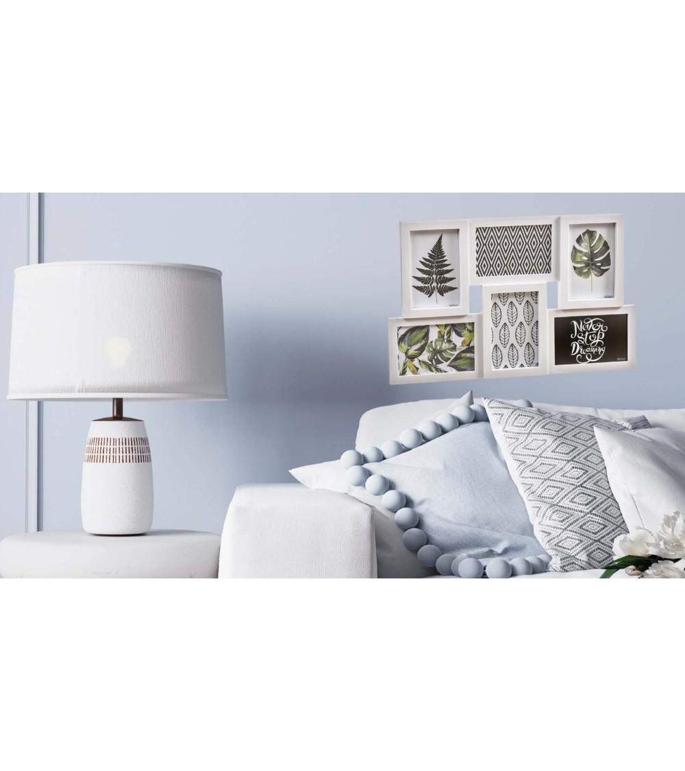 Dcasa Portafotos Multiple De Pared Para 6 Fotos De 10x15 Plastico Blanco