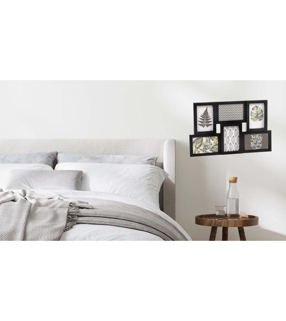 Dcasa Portafotos Multiple De Pared Para 6 Fotos De 10x15 Plastico Negro