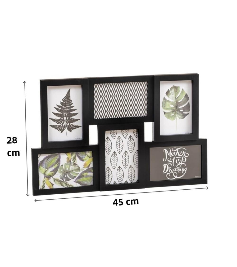 Dcasa Portafotos Multiple De Pared Para 6 Fotos De 10x15 Plastico Negro