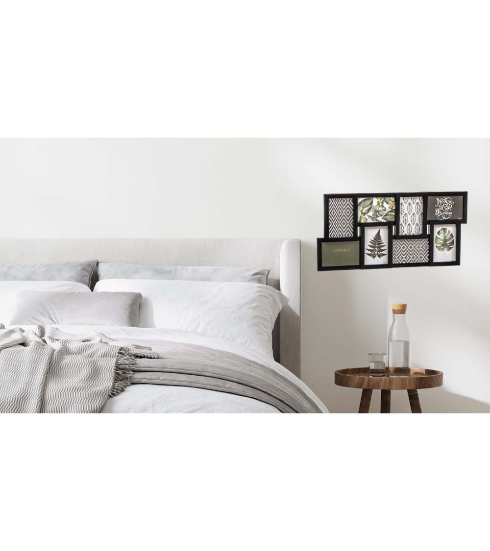 Dcasa Portafotos Multiple De Pared Para 8 Fotos De 10x15 Plastico Negro