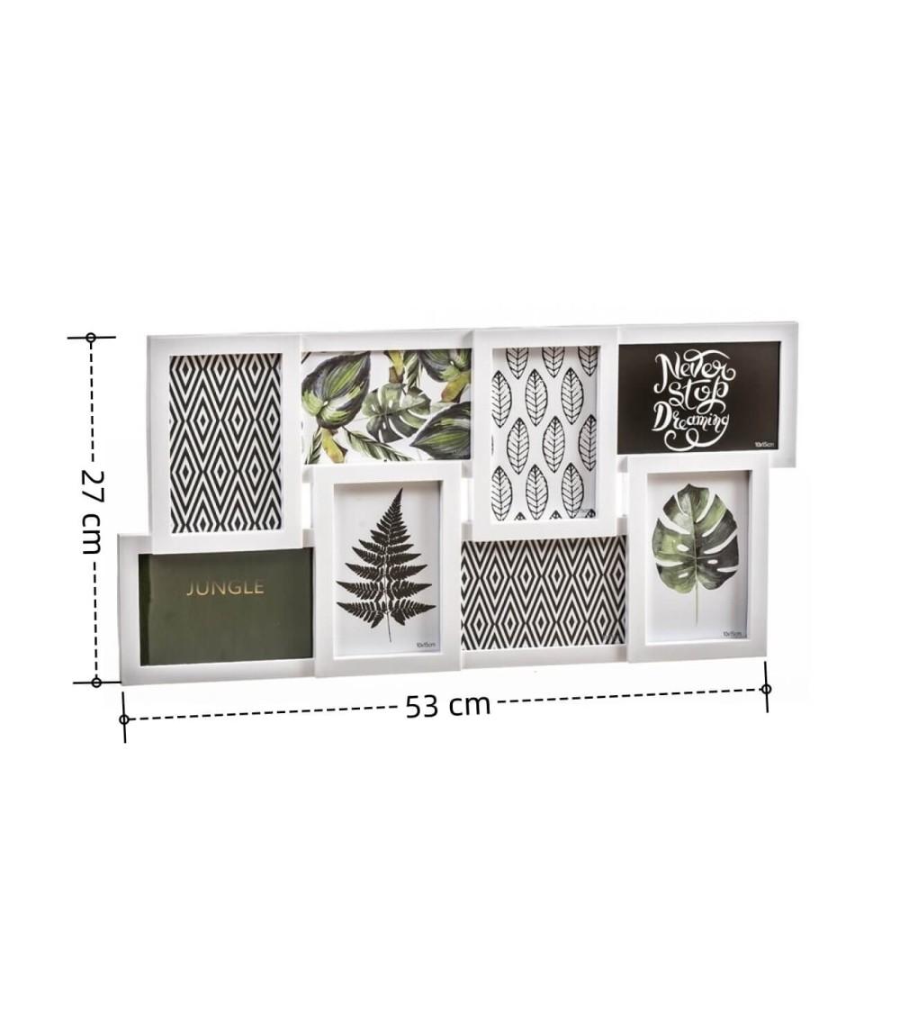 Dcasa Portafotos Multiple De Pared Para 8 Fotos De 10x15 Plastico Blanco