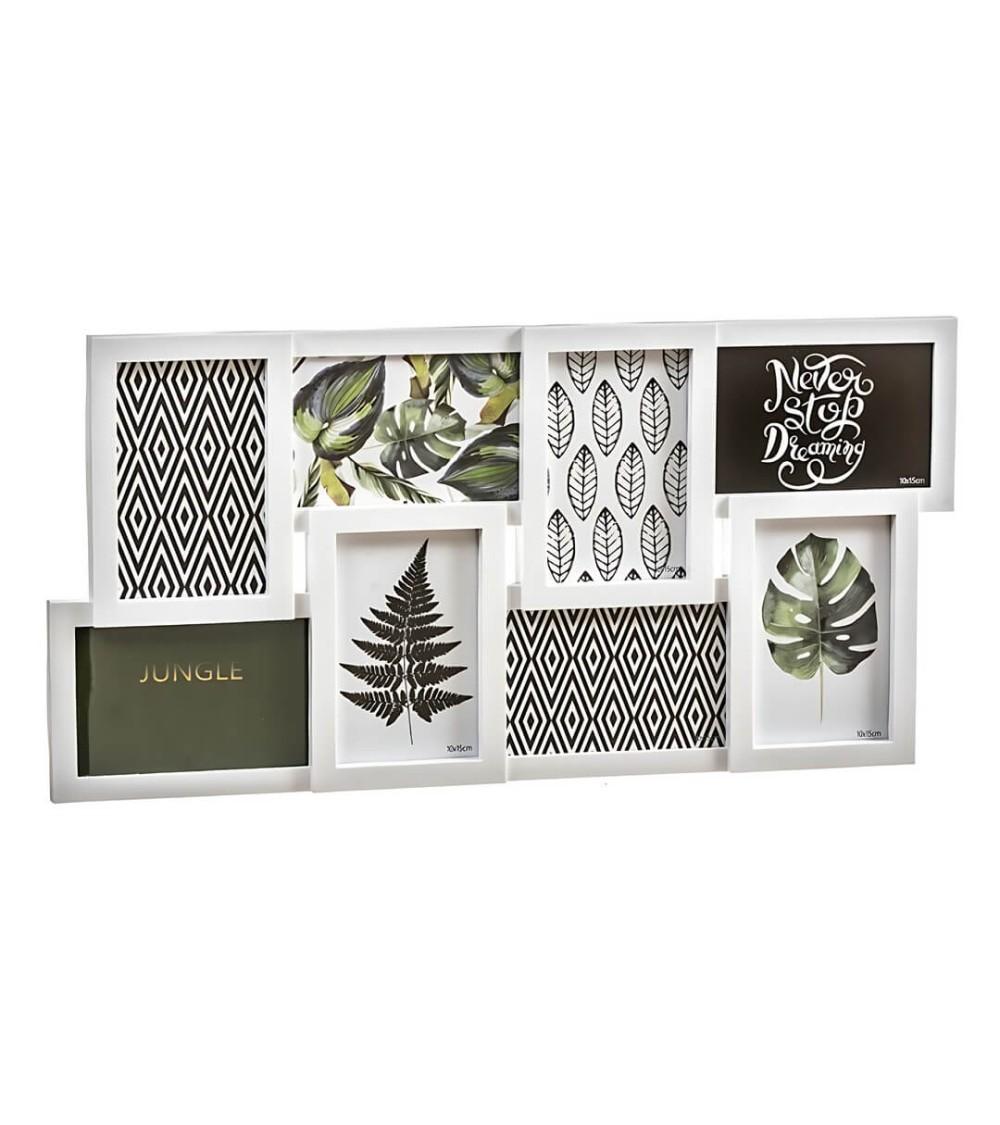Dcasa Portafotos multiple de pared para 8 fotos de 10x15 plastico blanco