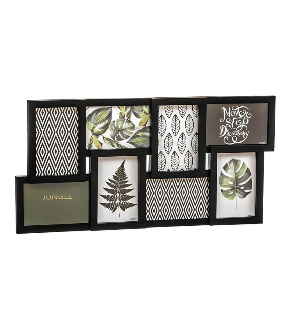 Dcasa Portafotos multiple de pared para 8 fotos de 10x15 plastico negro