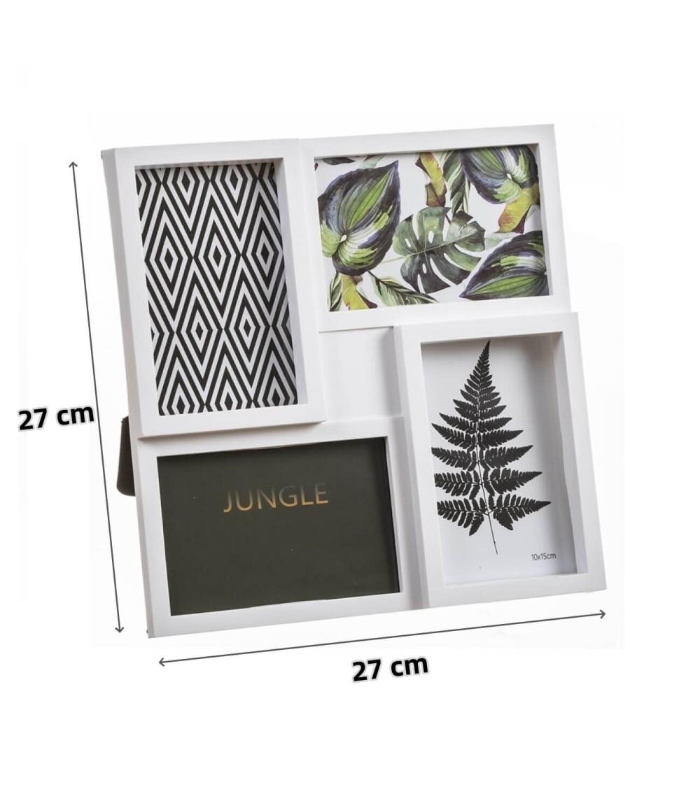Dcasa Portafotos Multiple Para 4 Fotos De 10x15 Plastico Blanco Sobremesa