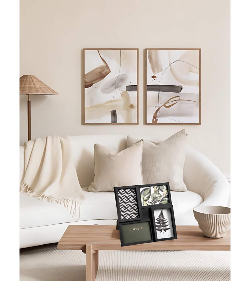 Dcasa Portafotos Multiple Para 4 Fotos De 10x15 Plastico Negro Sobremesa