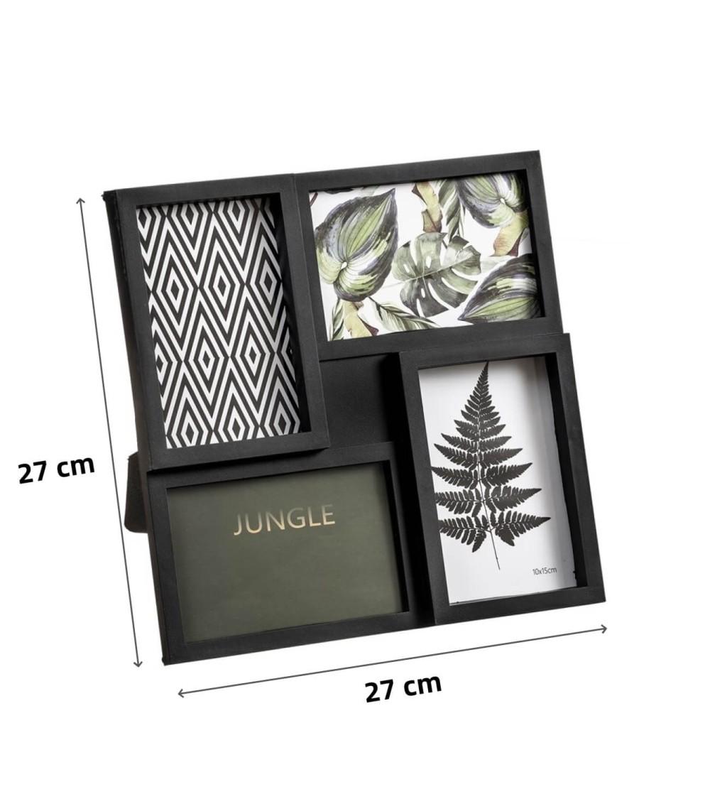 Dcasa Portafotos Multiple Para 4 Fotos De 10x15 Plastico Negro Sobremesa