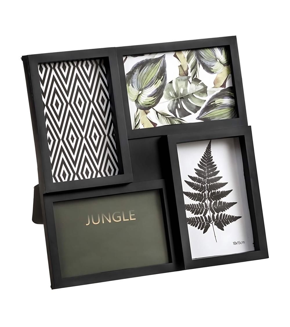 Dcasa Portafotos multiple para 4 fotos de 10x15 plastico negro sobremesa