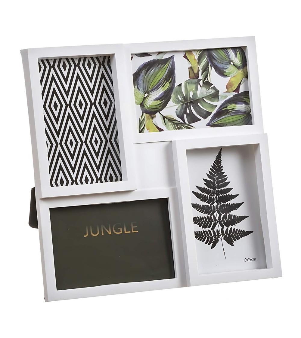 Dcasa Portafotos multiple para 4 fotos de 10x15 plastico blanco sobremesa