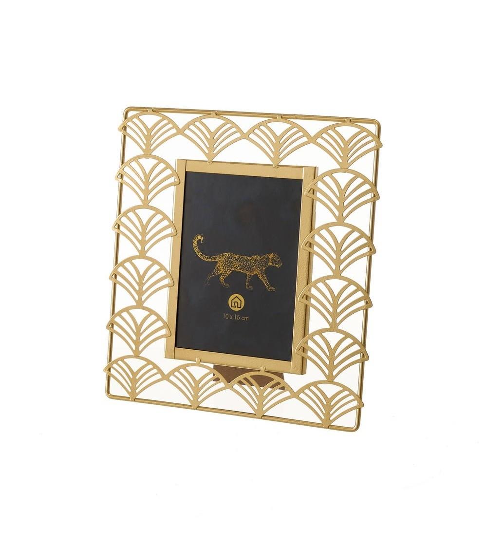 Dcasa Portafotos tallado dorado de metal para foto de 10x15 cm