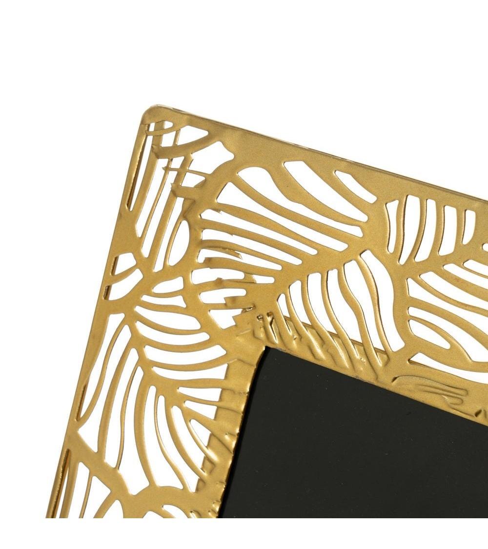 Dcasa Portafotos Tallado Dorado De Metal Y Cristal Para Foto De 10x15 Cm