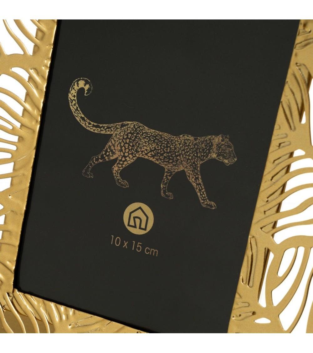 Dcasa Portafotos Tallado Dorado De Metal Y Cristal Para Foto De 10x15 Cm