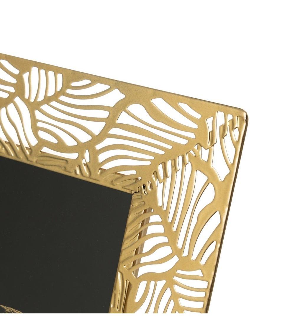 Dcasa Portafotos Tallado Dorado De Metal Y Cristal Para Foto De 13x18 Cm