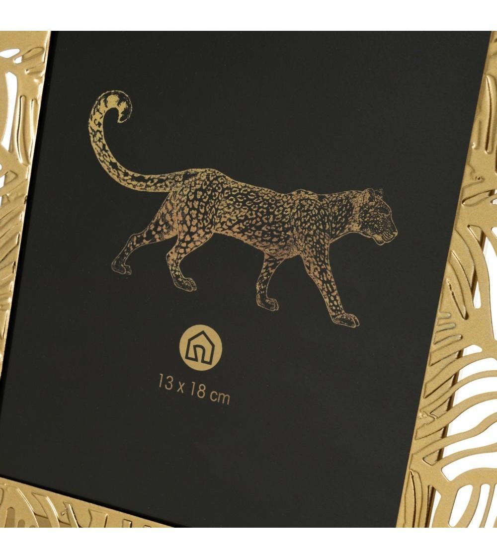 Dcasa Portafotos Tallado Dorado De Metal Y Cristal Para Foto De 13x18 Cm