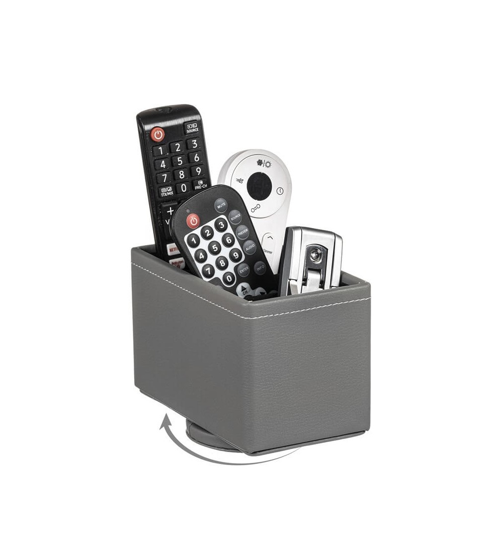 Dcasa Portamandos Giratorio En Polipiel Gris 4 Compartimentos