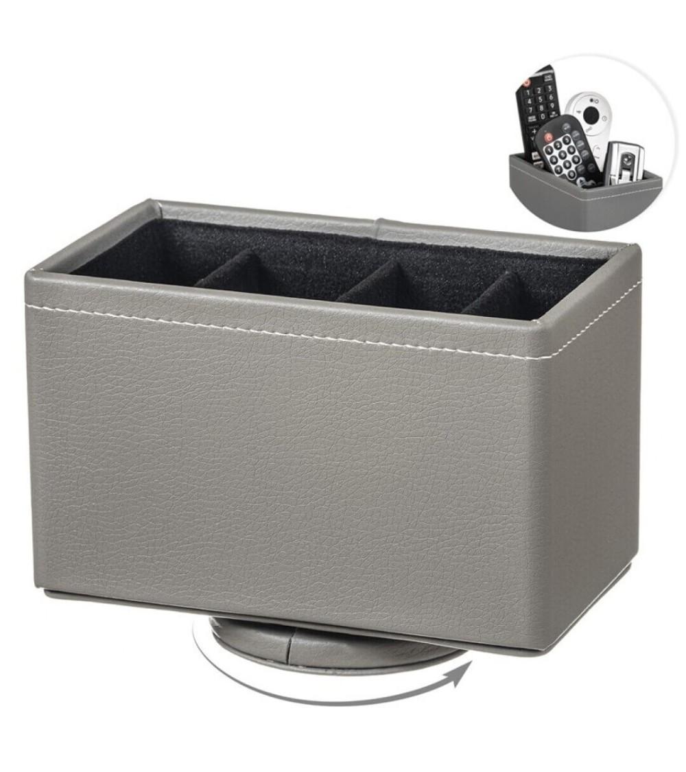 Dcasa Portamandos giratorio en polipiel gris 4 compartimentos