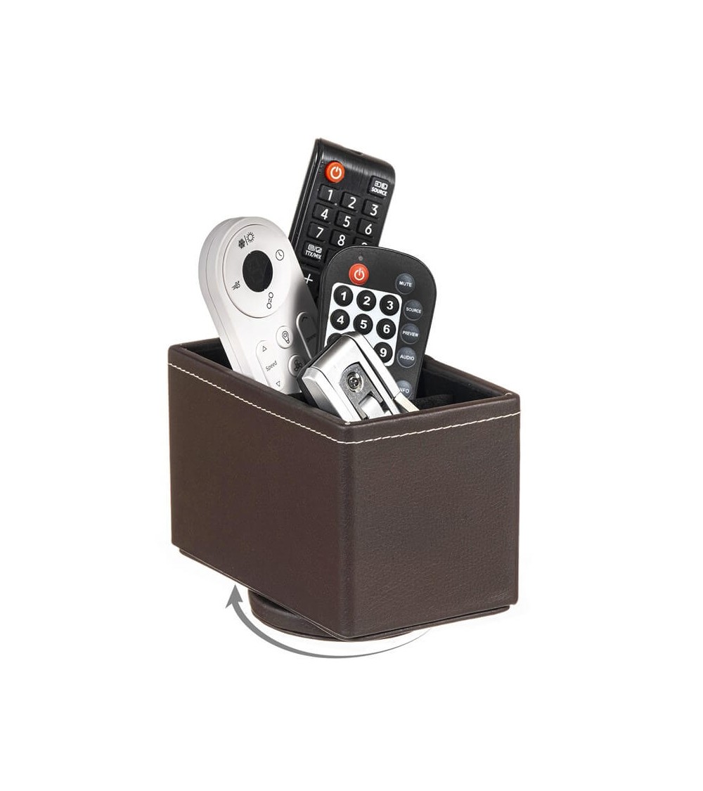 Dcasa Portamandos Giratorio En Polipiel Marron 4 Compartimentos