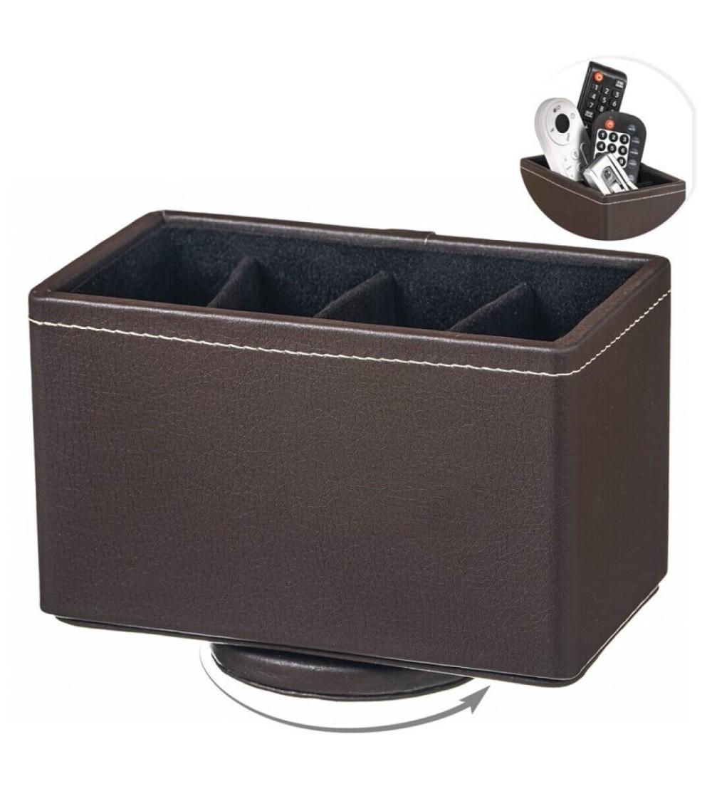 Dcasa Portamandos giratorio en polipiel marron 4 compartimentos