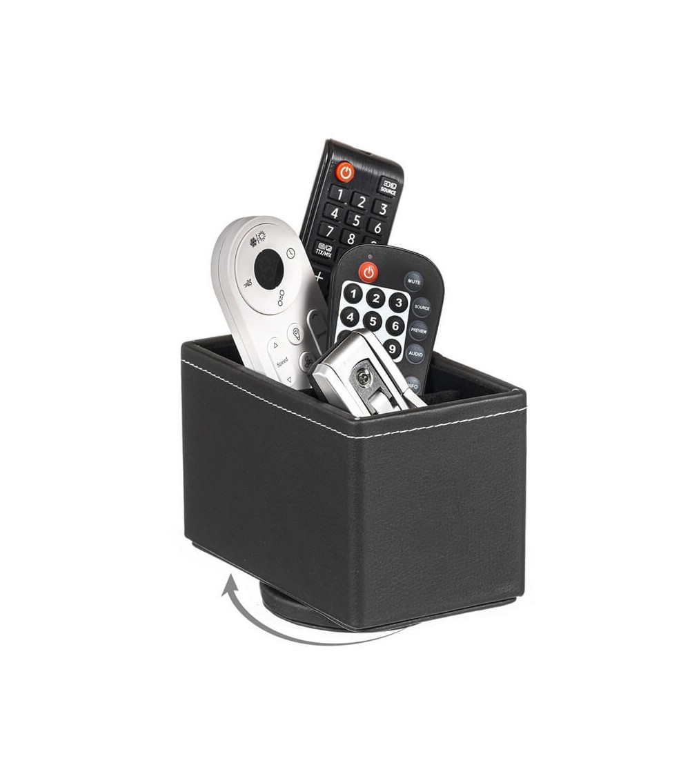 Dcasa Portamandos Giratorio En Polipiel Negro 4 Compartimentos