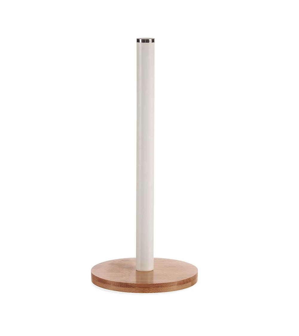 Dcasa Portarrollos bambu metal blanco mate para mesa de cocina