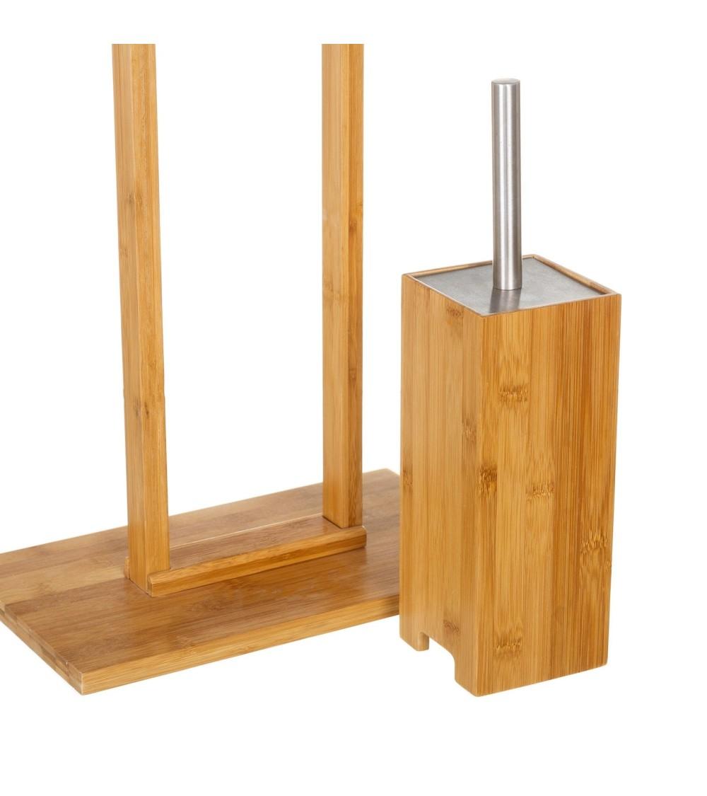 Dcasa Portarrollos Con Escobilla Marrón De Bambú De 21x36x82 Cm