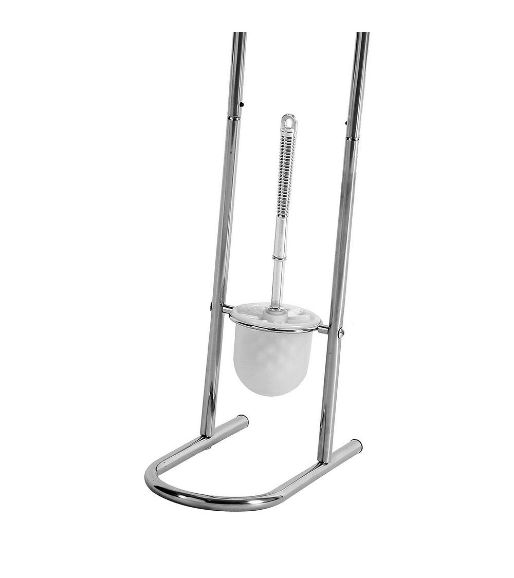 Dcasa Portarrollos Con Escobilla Plateado De Metal De 16x29x79 Cm