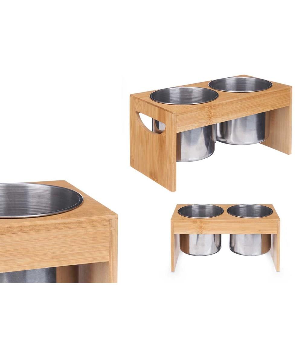 Dcasa Portautensilios Doble Bambu Metal Para Cocina Nórdico