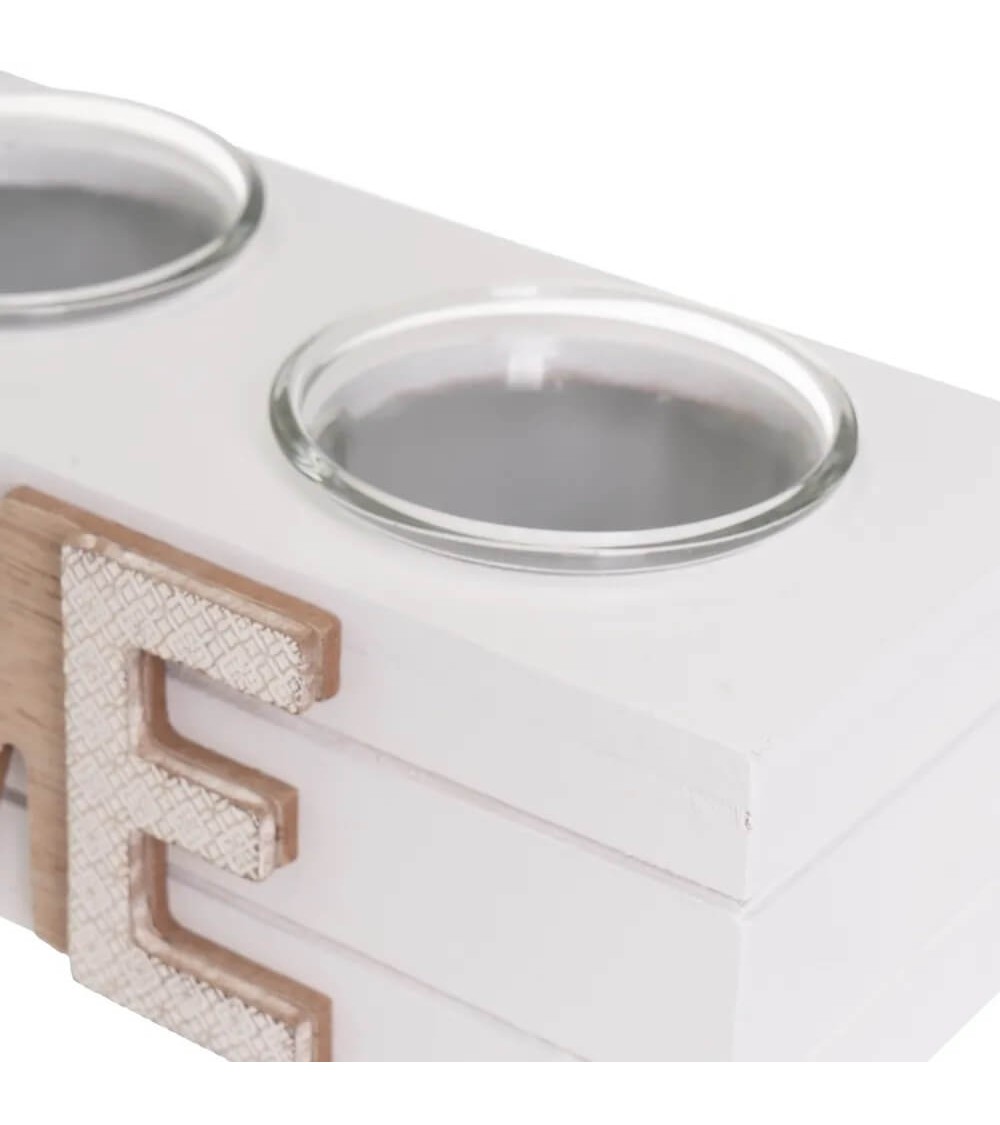 Dcasa Portavelas Triple Velas De Té Home De Madera Para Mesa