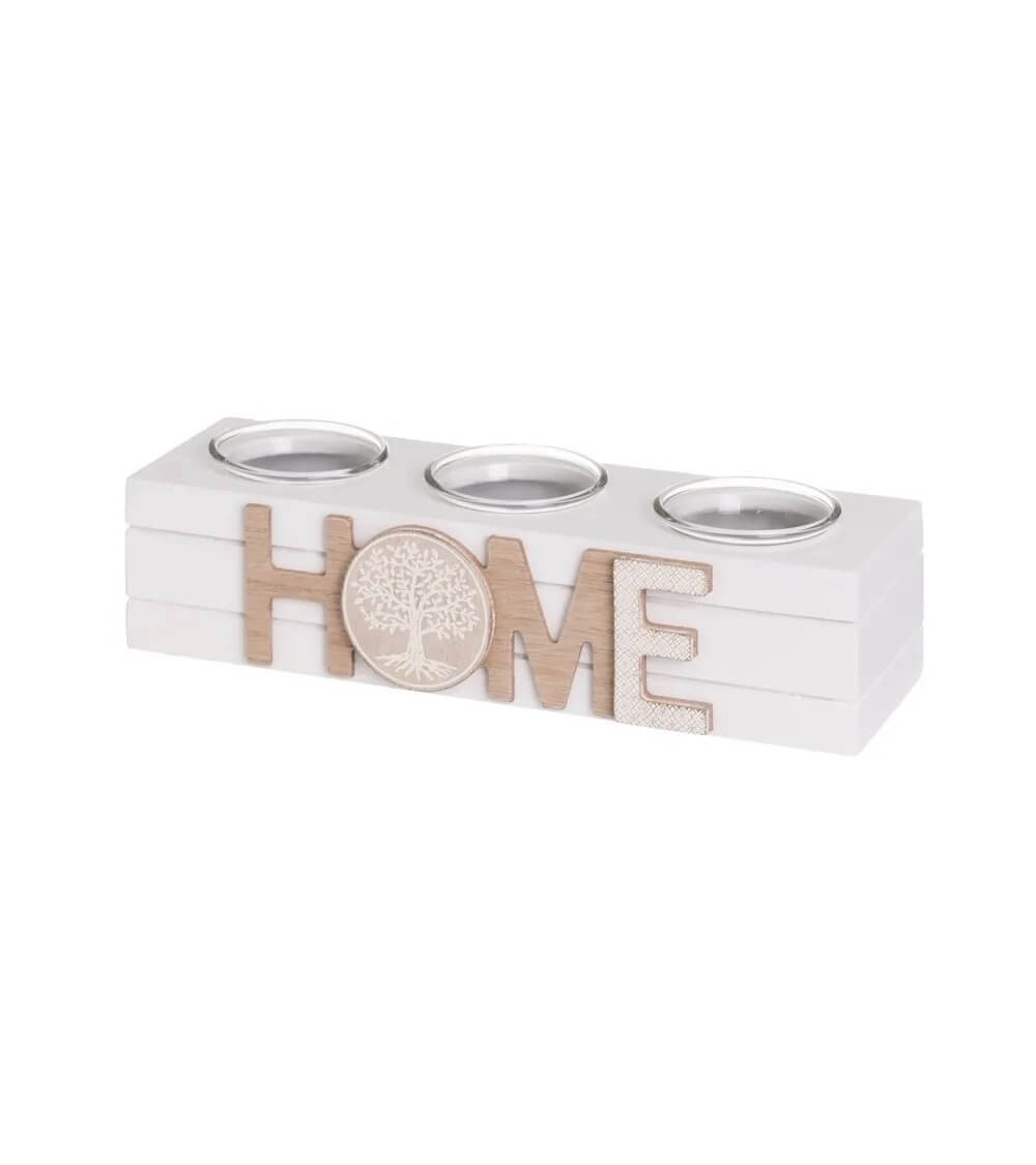 Dcasa Portavelas triple velas de té Home de madera para mesa