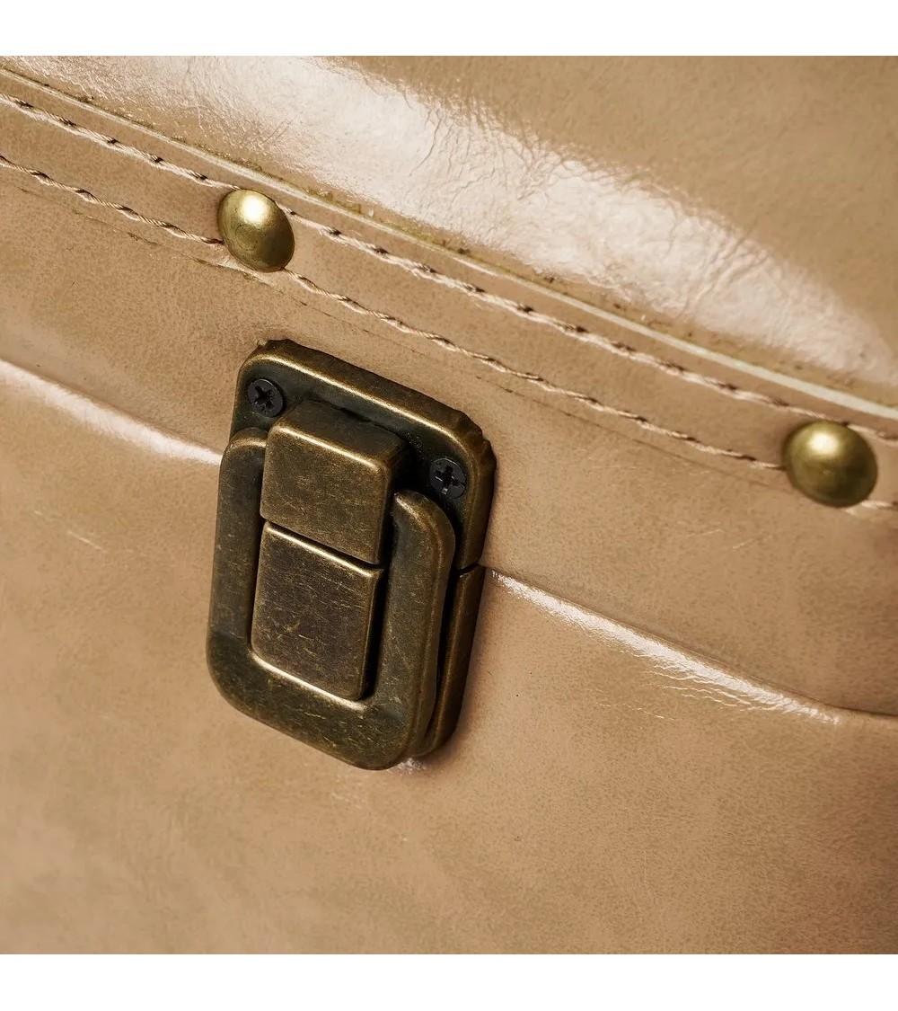 Dcasa Puff Arcón Beige De Madera Y Polipiel De 50x35x46 Cm