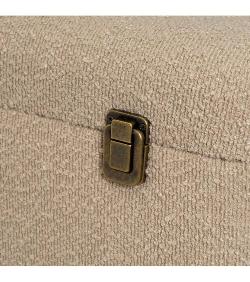Dcasa Puff Arcón Maleta Tapizado Con Tela De Borreguito Beige De 50x35x46 Cm