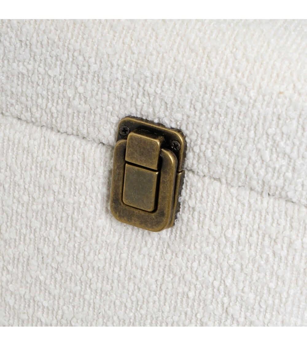 Dcasa Puff Arcón Maleta Tapizado Con Tela De Borreguito Blanca De 50x35x46 Cm