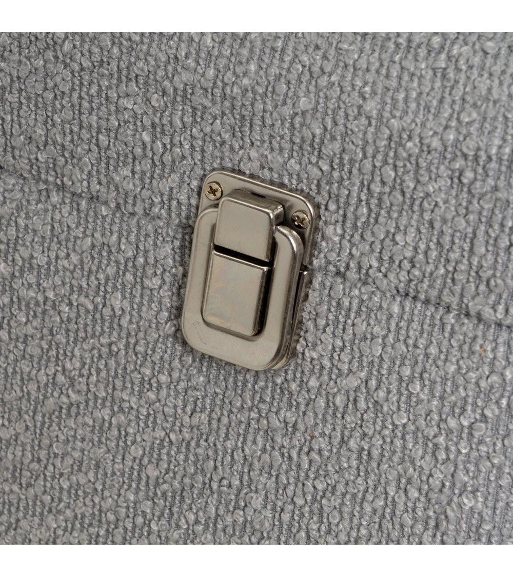 Dcasa Puff Arcón Maleta Tapizado Con Tela De Borreguito Gris Claro De 50x35x46 Cm