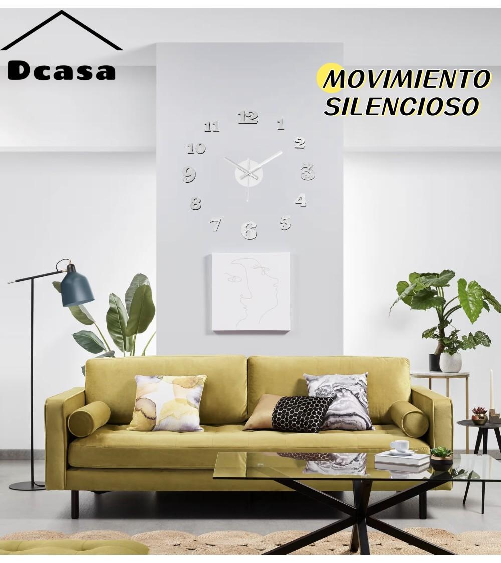 Dcasa Reloj De Pared Adhesivo Plateado De Polipropileno De 60 Cm